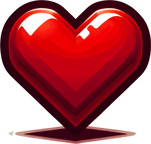 Simple red heart.
Single Game Texture.  In-Game asset.  2d.  Blank background.  High contrast.  No shadows