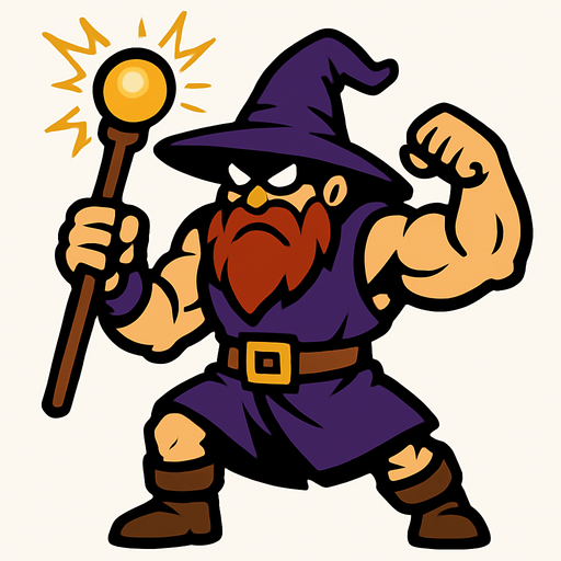 Mad strong wizard dc world 2d game.
In-Game asset.  2d.  High contrast.  No shadows