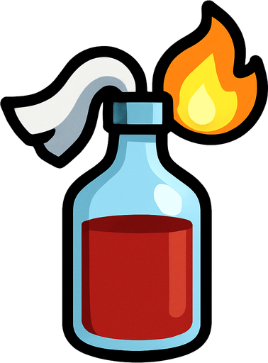 A 2D molotov in the Survivor.io style made by HABBY PTE. LTD..
In-Game asset.  2d.  High contrast.  No shadows