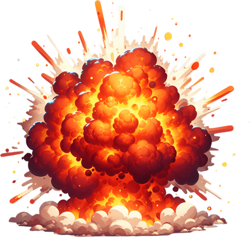 Explosion.
Single Game Texture. In-Game asset. 2d. Blank background. High contrast. No shadows.