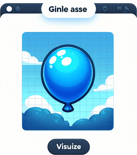 mavi balon.
Single Game Texture.  In-Game asset.  2d.  Blank background.  High contrast.  No shadows