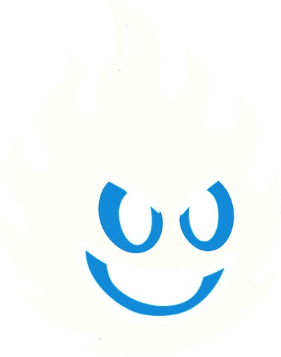 Bola de fuego de color blanco y con cara azul.
In-Game asset.  2d.  High contrast.  No shadows