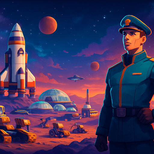 Fullscreen modern App Store landscape banner, 16:9, high definition, for a game titled "Galactic Colony Command" and with the description "Kendi uzay kolonini kur, kaynakları topla, otomasyon sistemleri geliştir ve diğer kolonilerle stratejik savaşlara girerek galaksinin hakimi ol!". No text on banner!