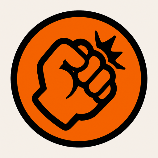 A ball with a punch simble.
In-Game asset.  High contrast.  No shadows