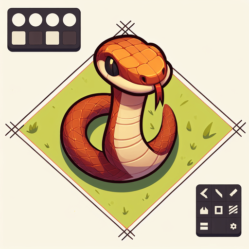 Single snake head segment. Seen from above. Cartoon..
Single Game Texture. In-Game asset. 2d. Blank background. High contrast. No shadows.