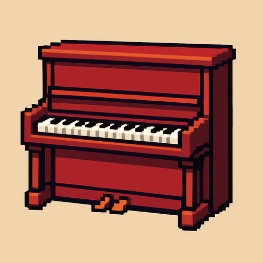 piano pixelart 2d.
In-Game asset.  2d.  High contrast.  No shadows