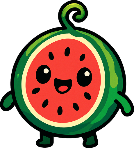 melon animado.
In-Game asset.  2d.  High contrast.  No shadows