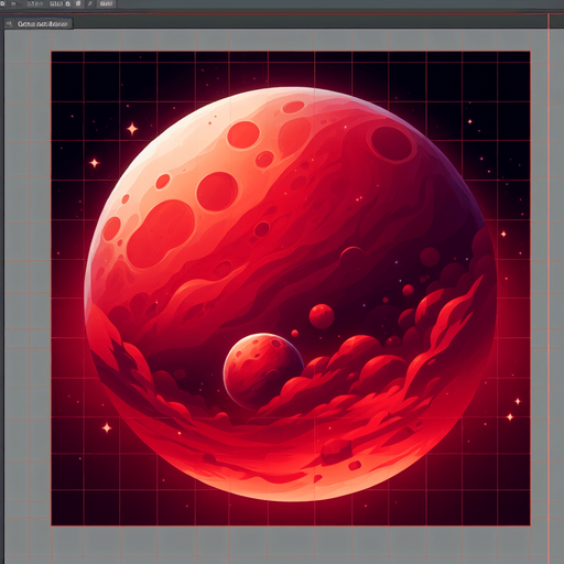 kırmızı gezegen.
Single Game Texture. In-Game asset. 2d. Blank background. High contrast. No shadows.