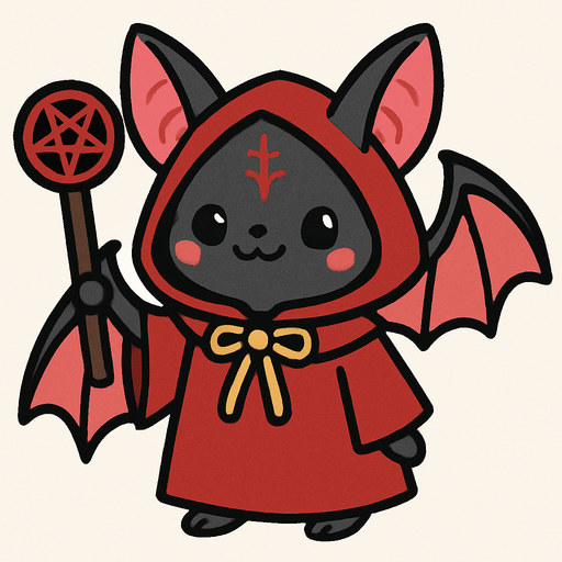 cute nice bat cultist.
In-Game asset.  2d.  High contrast.  No shadows