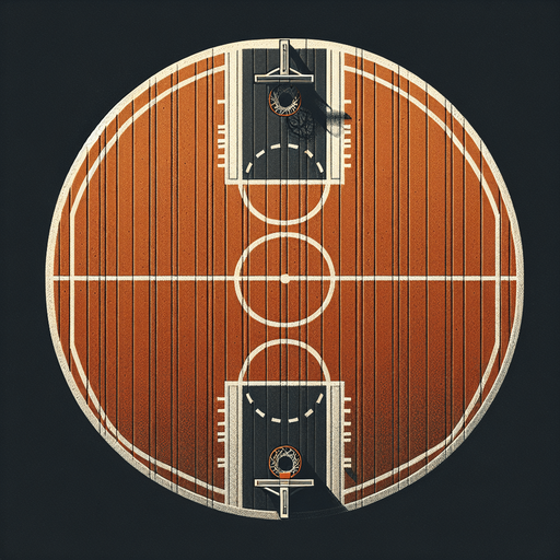 basketball court.
Single Game Texture. In-Game asset. 2d. Blank background. High contrast. No shadows.