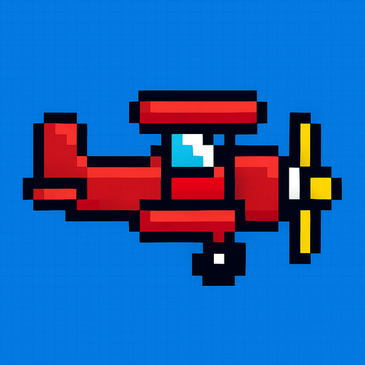 8bit player aeroplane.
In-Game asset.  2d.  High contrast.  No shadows