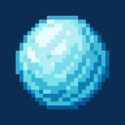 bola de hielo pixel art.
In-Game asset.  2d.  High contrast.  No shadows