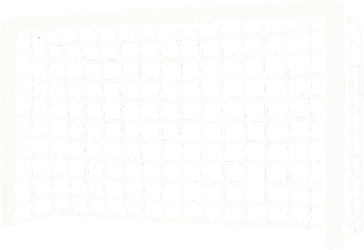 Yatay, beyaz, dikdörtgen futbol kalesi filesi.
In-Game asset.  2d.  High contrast.  No shadows