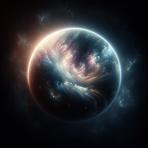 black background ethereal centered planet.