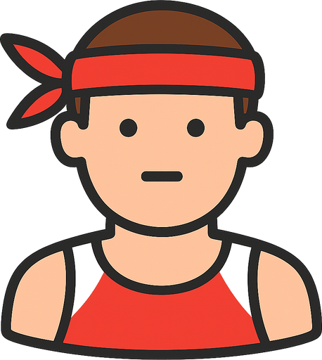 kafasında kırmızı bir bandana olan bir sporcu . No background. Transparent background. Blank background. No shadows. 2d. In-Game asset. flat