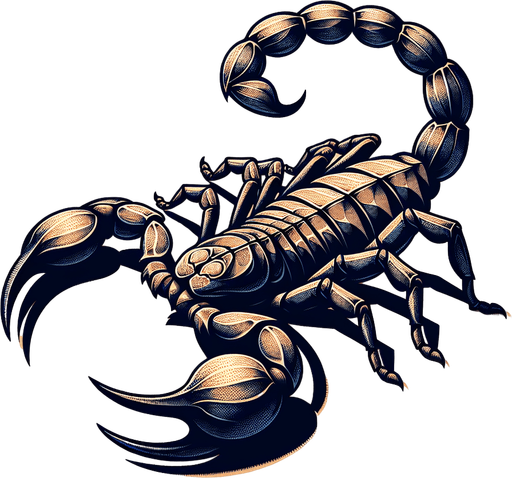 Large desert scorpion.
Single Game Texture. In-Game asset. 2d. Blank background. High contrast. No shadows.