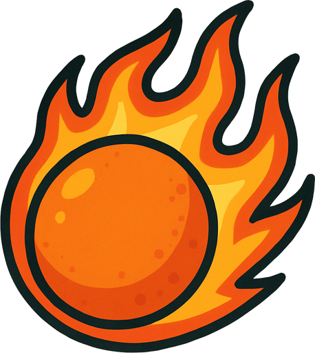 Alev topu.
In-Game asset.  2d.  High contrast.  No shadows