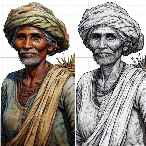 Farmer.
Single Game Texture.  In-Game asset.  2d.  Blank background.  High contrast.  No shadows