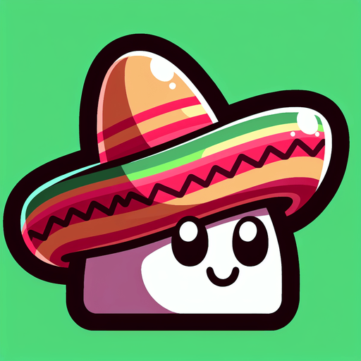 A sombrero. Side profile. Cartoon..
Single Game Texture.  In-Game asset.  2d.  Blank background.  High contrast.  No shadows