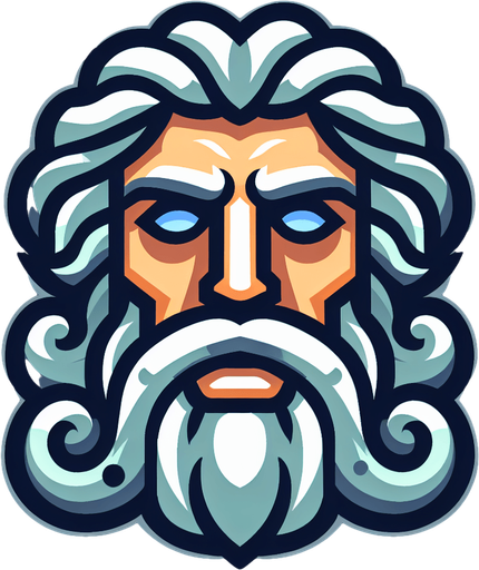 Poseidon’s face. Cartoon style..
Single Game Texture.  In-Game asset.  2d.  Blank background.  High contrast.  No shadows