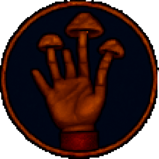 A hand with its fingers symbolizing fungus