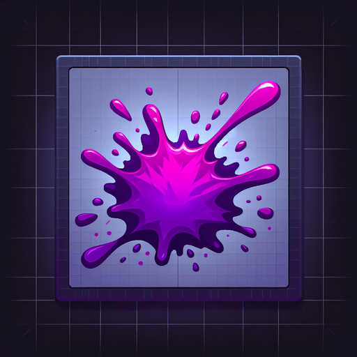 purple damage splash.
Single Game Texture. In-Game asset. 2d. Blank background. High contrast. No shadows.