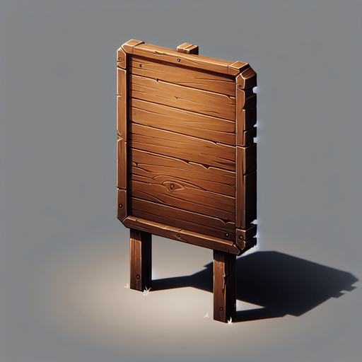 un cartel de madera sin soporte rectangulo 200-100.
Single Game Texture.  In-Game asset.  2d.  Blank background.  High contrast.  No shadows