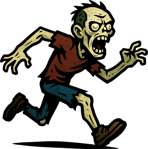 Light-skin runner zombie.
In-Game asset.  2d.  High contrast.  No shadows