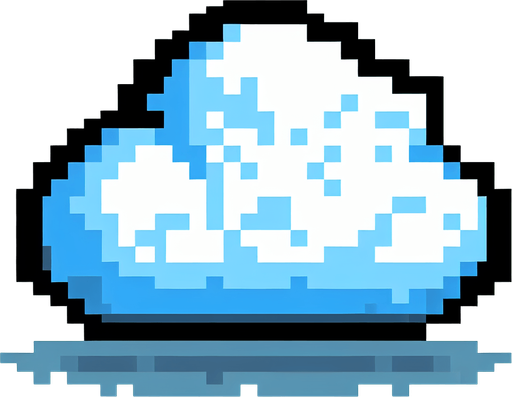 8 bit cartoon cloud. no shade. no shadow. Single Game Texture. In-Game asset. 2d. Blank background. High contrast. No shadows.