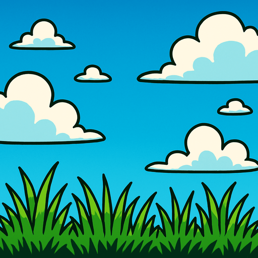 A sky with grass.
In-Game asset.  2d.  High contrast.  No shadows