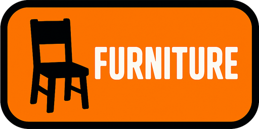 Eşya kategorisi butonu. Üstünde "furniture" yazsın.
In-Game asset.  2d.  High contrast.  No shadows