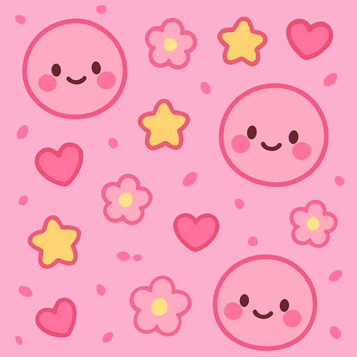 fond mignon kawaii rose.
In-Game asset.  2d.  High contrast.  No shadows