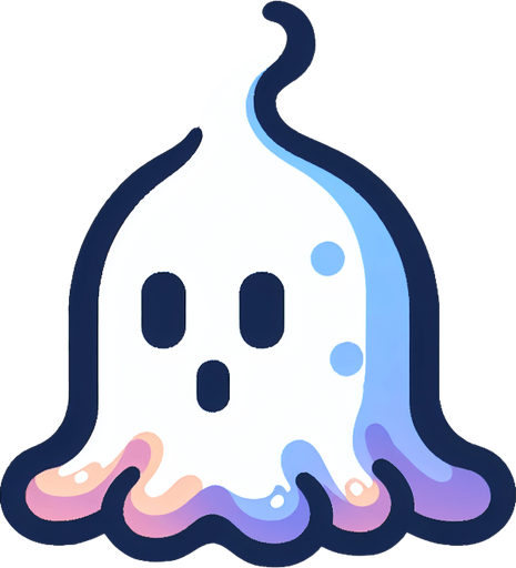 Un slime fantasmal RPG con estilo suave y simple.
Single Game Texture.  In-Game asset.  2d.  Blank background.  High contrast.  No shadows