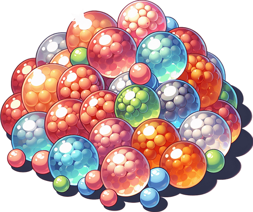 pile of Fruit jelly boba pearls, no cup
Single Game Texture. In-Game asset. 2d. Blank background. High contrast. No shadows.