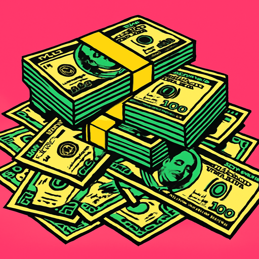 Pile of money.
High contrast.  No shadows