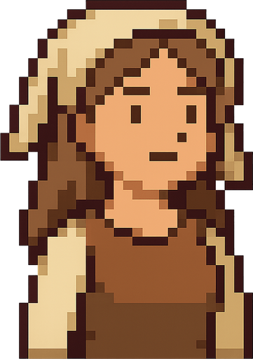 pixelart, woman, half, villager. No background. Transparent background. Blank background. No shadows. 2d. In-Game asset. flat