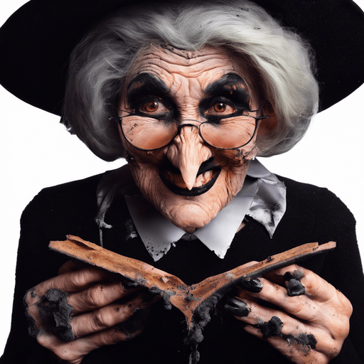 same witch covered in soot after a laboratory explosion, like in cartoons