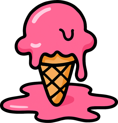 icecream_melt_cartoon.
In-Game asset.  2d.  High contrast.  No shadows
