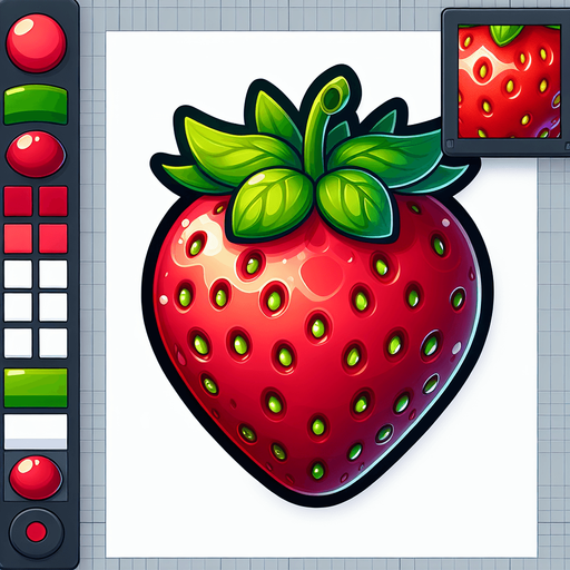 strawberry,cartoon,2d,blank background.
Single Game Texture.  In-Game asset.  2d.  Blank background.  High contrast.  No shadows