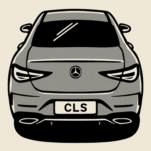 Gri mercedes benz cls arkasi ama yukaridan
In-Game asset.  2d.  High contrast.  No shadows