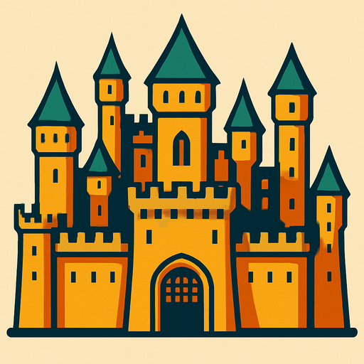 a big castle.
In-Game asset.  2d.  High contrast.  No shadows