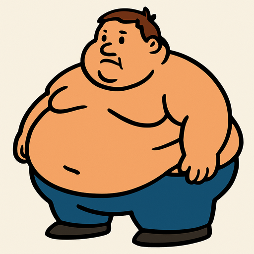 a lot fat.
In-Game asset.  2d.  High contrast.  No shadows