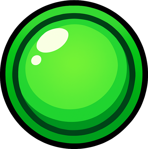 Green ball.
In-Game asset.  2d.  High contrast.  No shadows