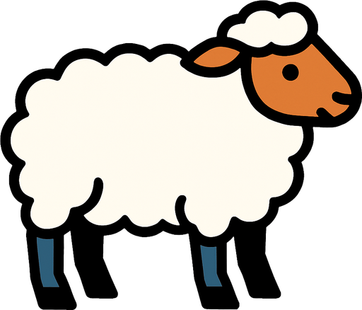 Sheep.
In-Game asset.  2d.  High contrast.  No shadows