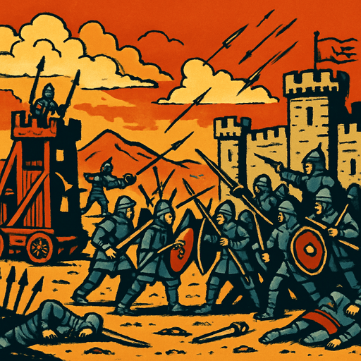 Orta çağ dönemi için savaş arka planı.
In-Game asset.  2d.  High contrast.  No shadows