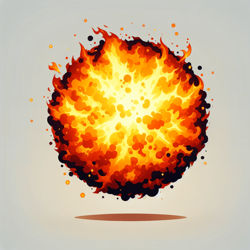 ball fire after explotion.
Single Game Texture.  In-Game asset.  2d.  Blank background.  High contrast.  No shadows