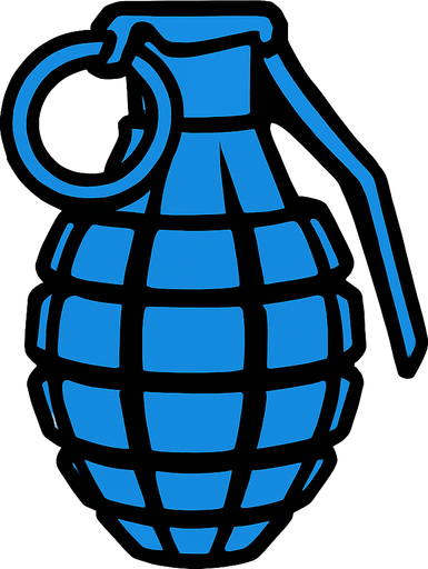 blue hand granade.
In-Game asset.  2d.  High contrast.  No shadows