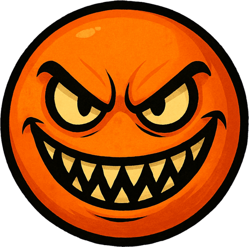 A orange ball with a evil smile.
#2d