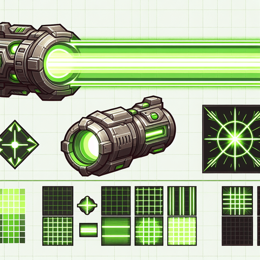 green laser.
Single Game Texture.  In-Game asset.  2d.  Blank background.  High contrast.  No shadows