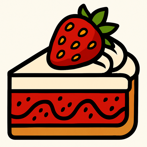 Gâteau aux fraises.
In-Game asset.  2d.  High contrast.  No shadows